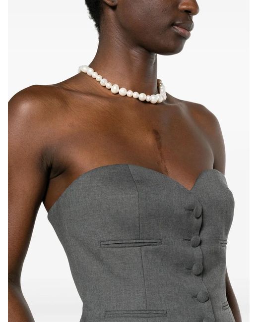 Moschino Gray Strapless Sweetheart-Neck Vest