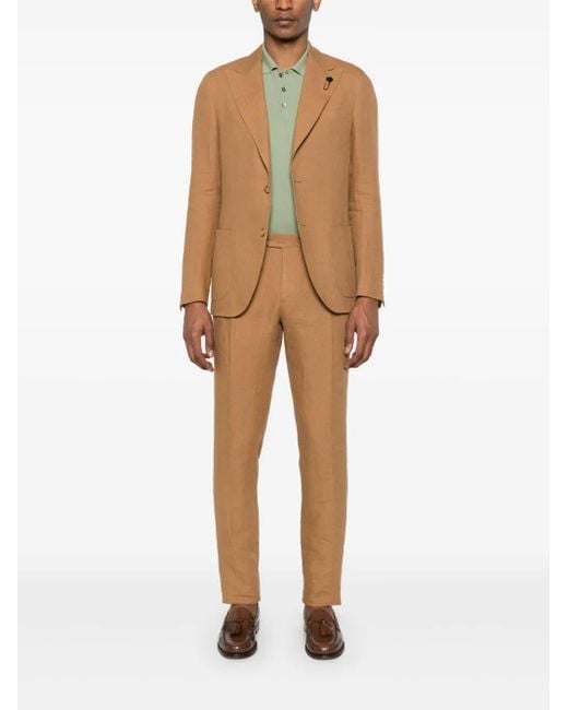 Lardini Brown Brooch-Detail Suit for men