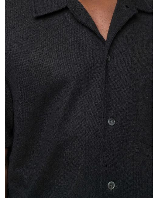 Our Legacy Black Textured Short-Sleeved Shirt With Classic Collar for men
