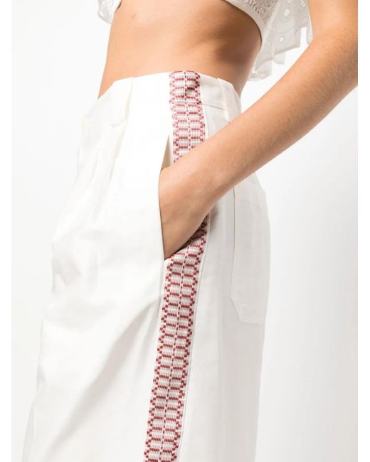 Zeus + Dione White Tape-Detail Wide-Leg Trousers