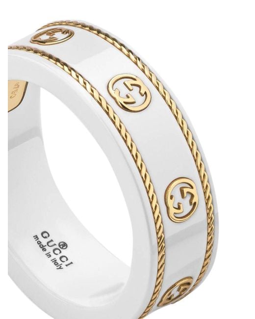 Gucci Monogrammed Ring in White for Men Lyst