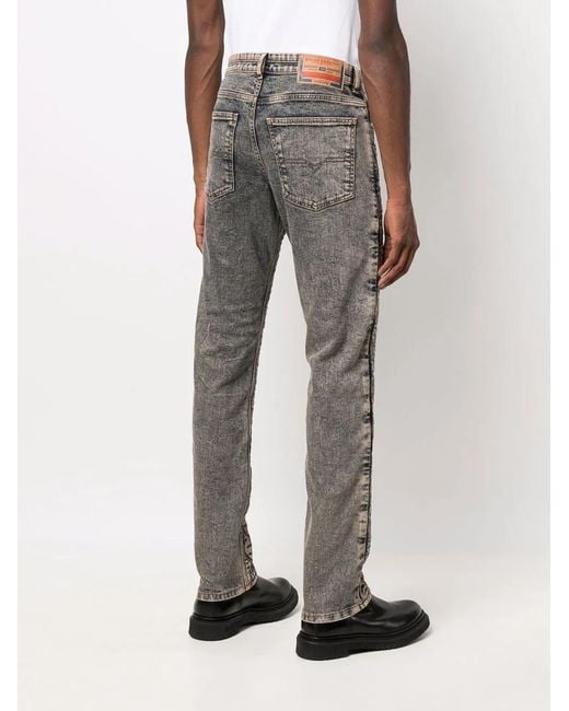 DIESEL Gray Diamond Embroidered Slim Fit Jeans for men