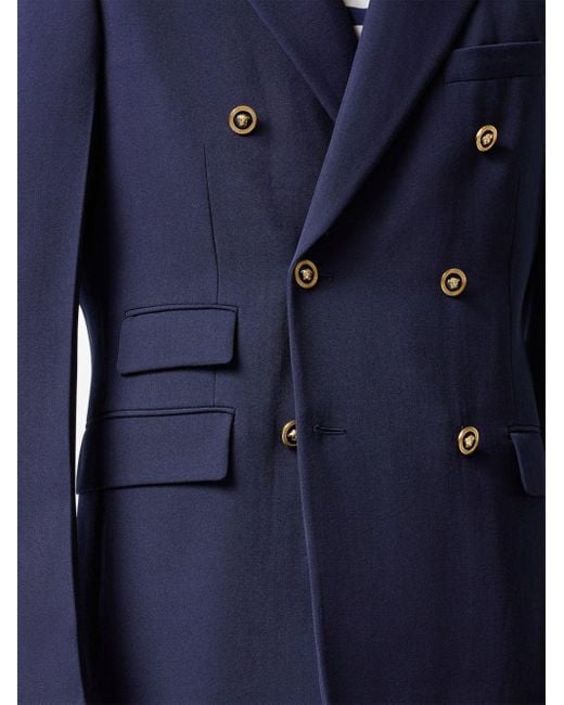 Blazer croisé à plaque logo Versace pour homme en coloris Blue