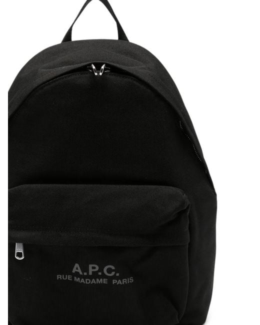 A.P.C. Black Logo-Print Backpack for men