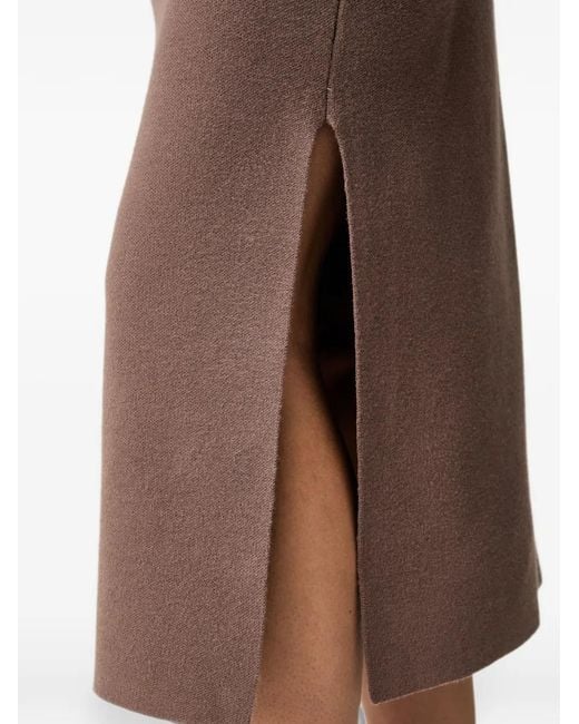 Joseph Ribkoff Brown Side-Slit Straight Midi Skirt