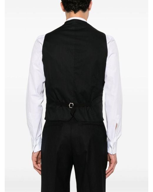 Tagliatore Black Velvet Buttoned Vest for men