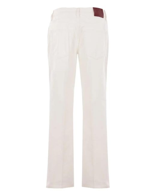 Gucci White Logo-Patch Bootcut Jeans