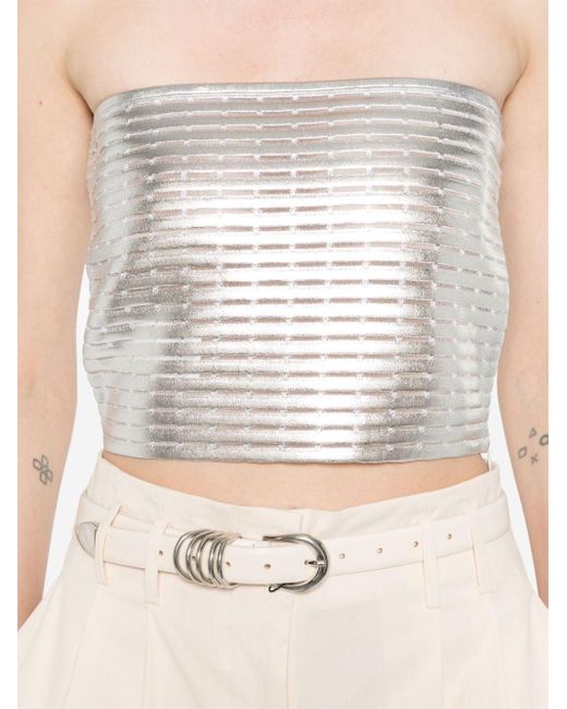 Genny White Laminated Cropped Top