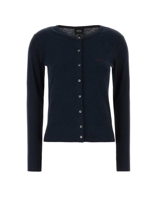 A.P.C. Blue Cora Logo-Embroidered Cardigan