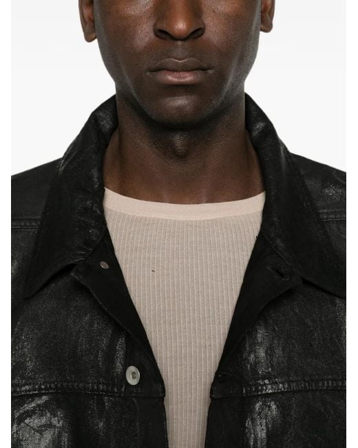 Rick Owens Black Button-Up Denim Jacket for men