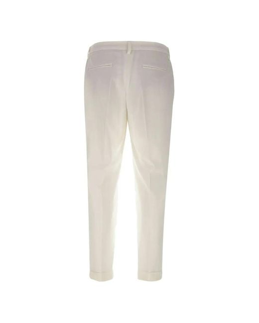 Devore White Pleated Cuff Trousers for men
