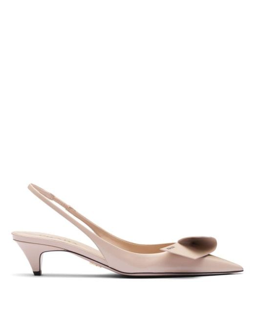 Prada Pink Logo-patch Pointed-toe Pumps