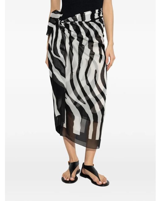 Balmain Black Zebra-Print Sarong
