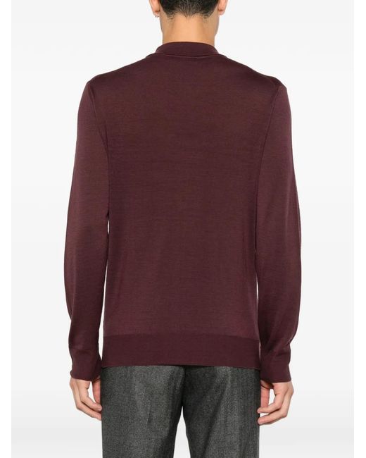 Canali Purple Wool Polo Shirt for men