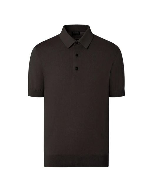 Zegna Black Cotton Polo Shirt for men