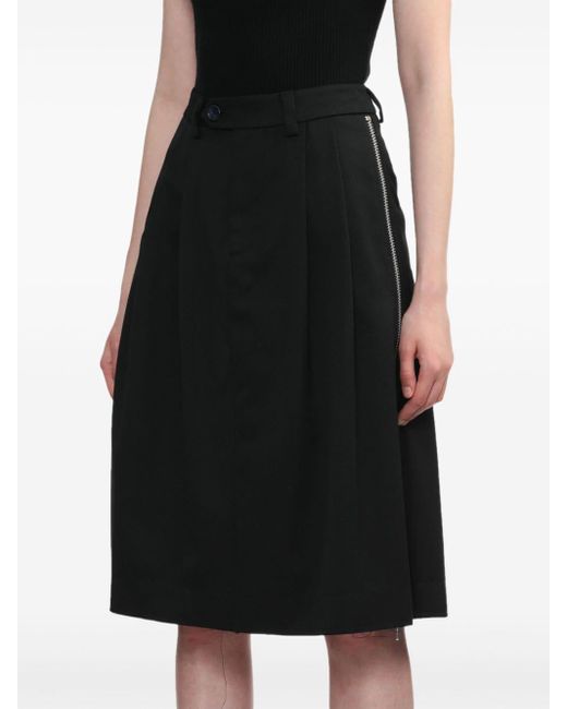 VAQUERA Black Zipped Midi Skirt