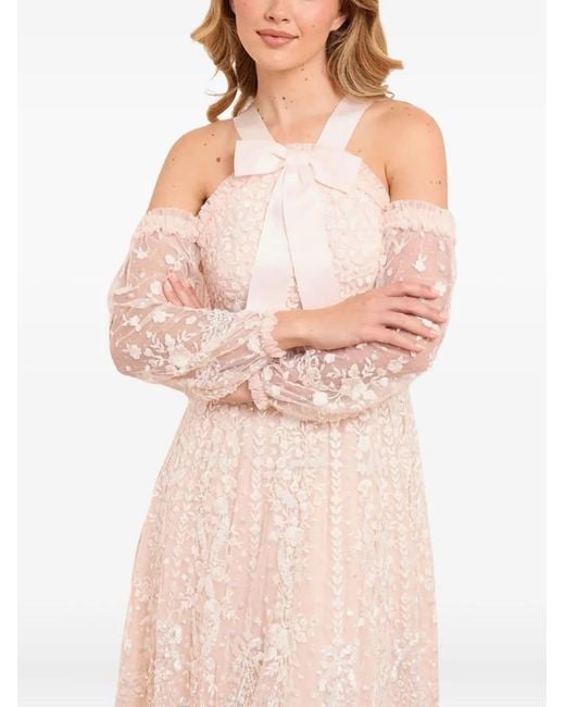 Needle & Thread Pink Embroidered-Flowers Maxi Dress