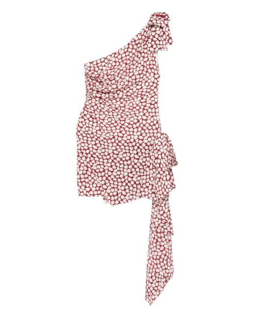 Vestido corto con estampado floral Alessandra Rich de color Red