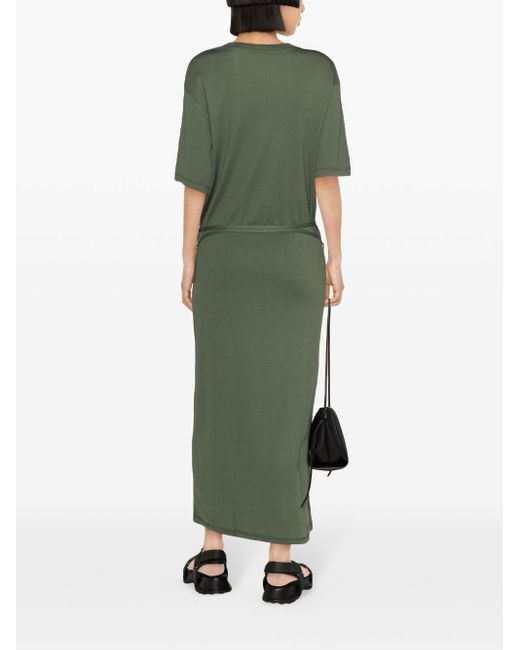 Lemaire Green Long T-Shirt Dress With Belt