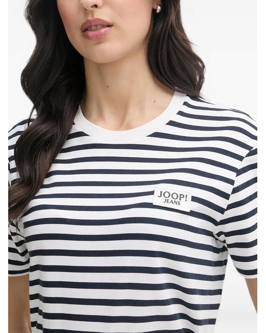 Joop! Blue Teele Striped Logo-Patch T-Shirt