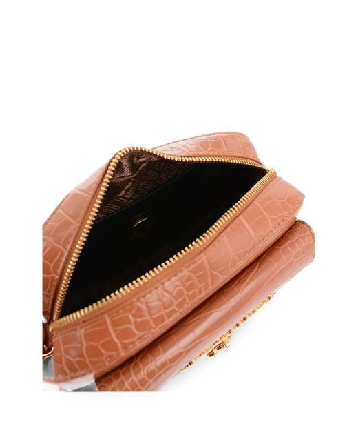 Love Moschino Brown Crocodile-Effect Cross Body Bag