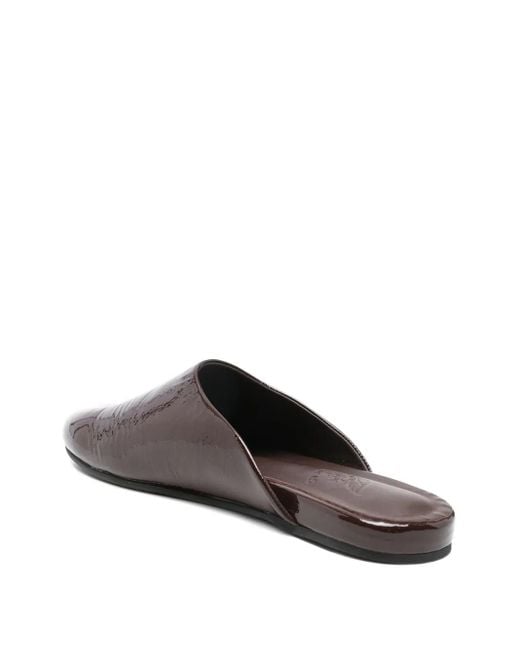Ancient Greek Sandals Brown Patent-Finish Mules