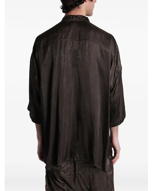 Rick Owens Gray Jumbo Faun Mandarin-Collar Wide-Sleeve Shirt for men