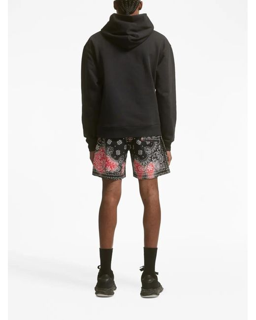 Purple Brand Black Paisley-Print Bleached Shorts for men