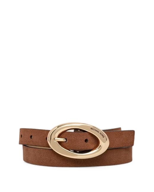 MICHAEL Michael Kors Brown Oval-Buckle Suede Belt