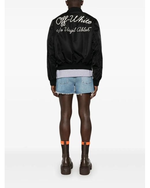 Off-White c/o Virgil Abloh Black Script Nyl Bomber Jacket for men