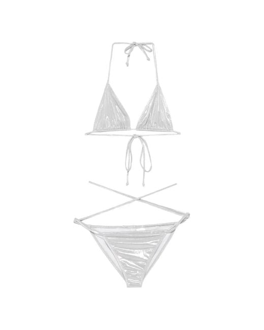 Norma Kamali White Criss-Cross Bikini