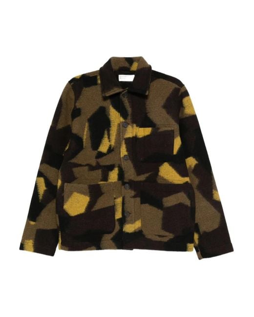 Universal Works Black Pocketed Camouflaged Jacket for men