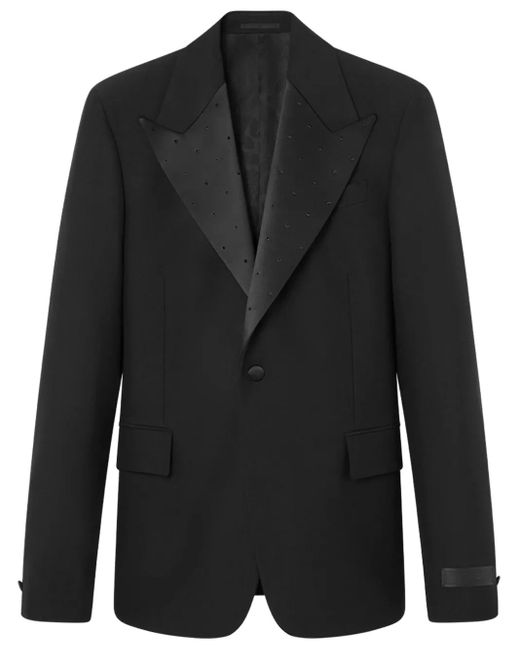 Versace Black Satin-Trim Single-Breasted Blazer for men