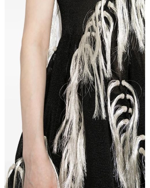 CFCL Black Fringe-Trimmed Sleeveless Top