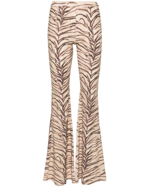 Stella McCartney Natural Animal-print Flared Trousers