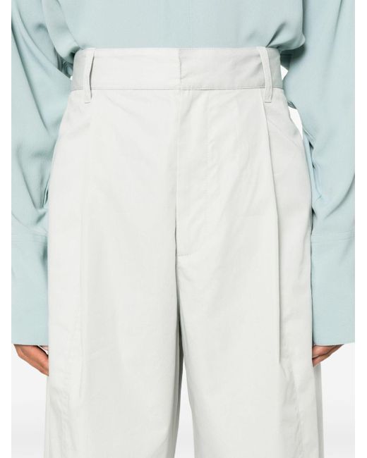 Bottega Veneta White Pleat-detailing Loose-fit Trousers for men