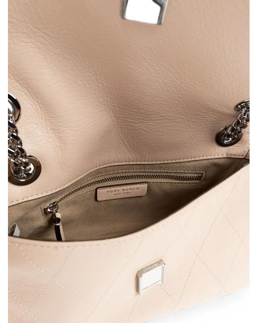 Tory Burch Natural Charlie Diamond-Quilted Shoulder Bag