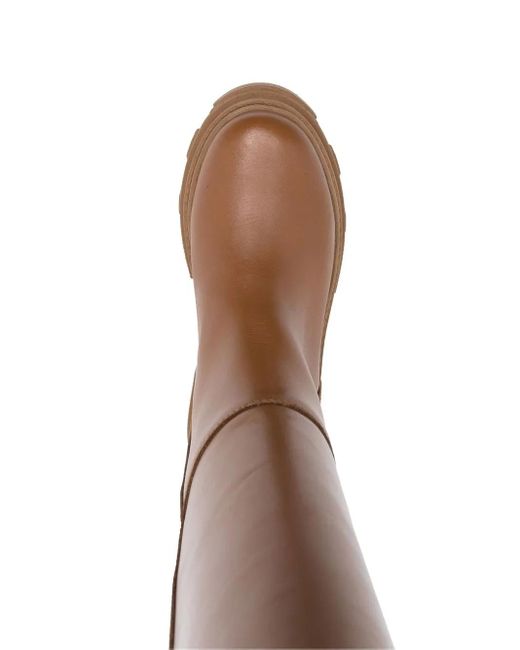 Alohas Brown Katiuska Leather Knee-High Boots