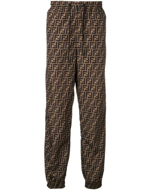 Fendi Ff Print Track Pants in Brown for Men - Lyst
