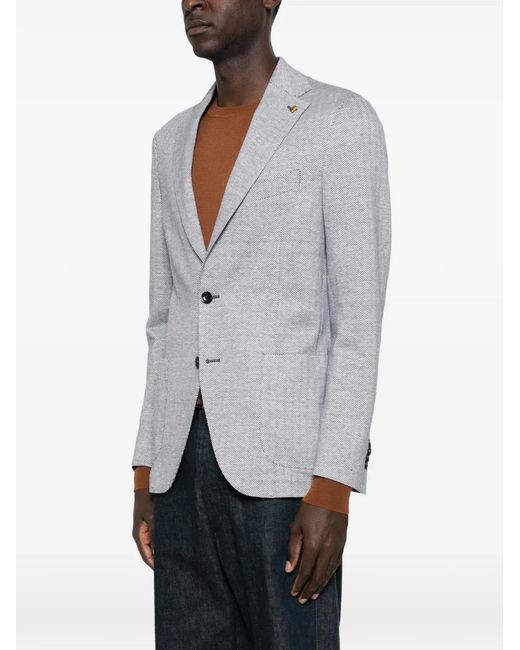 Latorre Gray Herringbone-Pattern Blazer for men