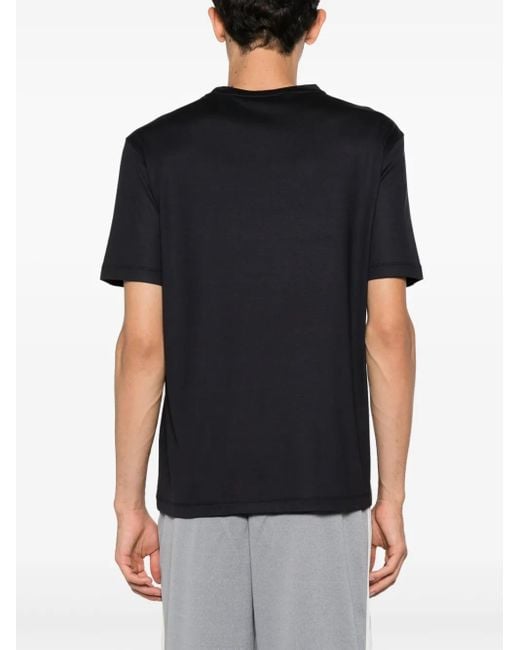 Emporio Armani Black Logo-Embroidered Cotton T-Shirt for men