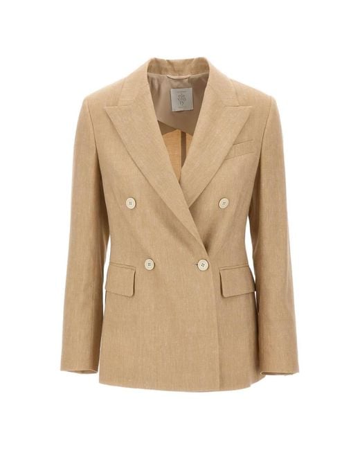 Eleventy Natural Double-Breasted Blazer