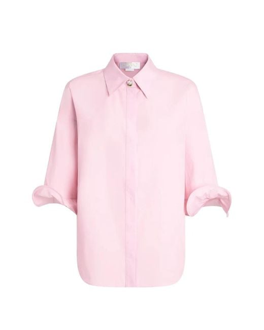 Genny Pink Flower Button Ruffled Shirt