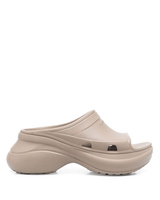 Balenciaga Rubber X Crocstm Platform Pool Slides in Natural Lyst UK