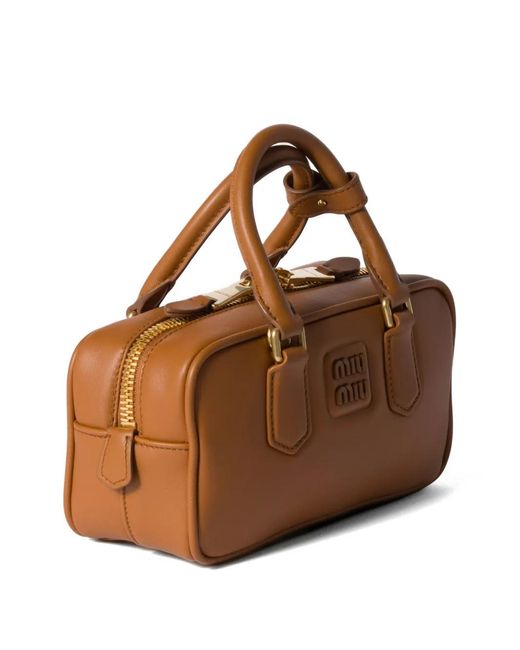 Miu Miu Brown Regular Arcadie Leather Tote Bag