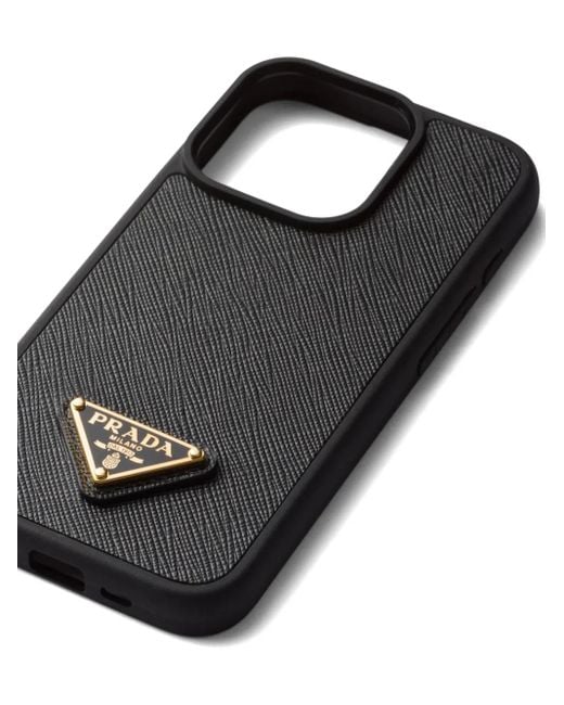 Prada Black Triangle-Logo Iphone 15 Pro Case