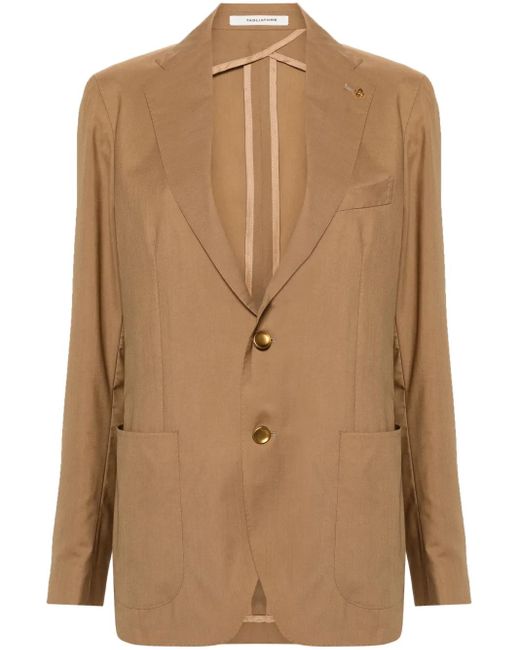 Tagliatore Brown Brooch-Detail Single-Breasted Blazer for men