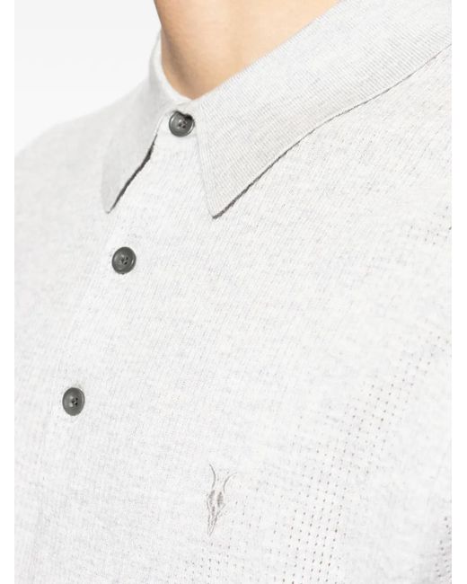 AllSaints White Aubrey Short-Sleeve Polo Shirt for men