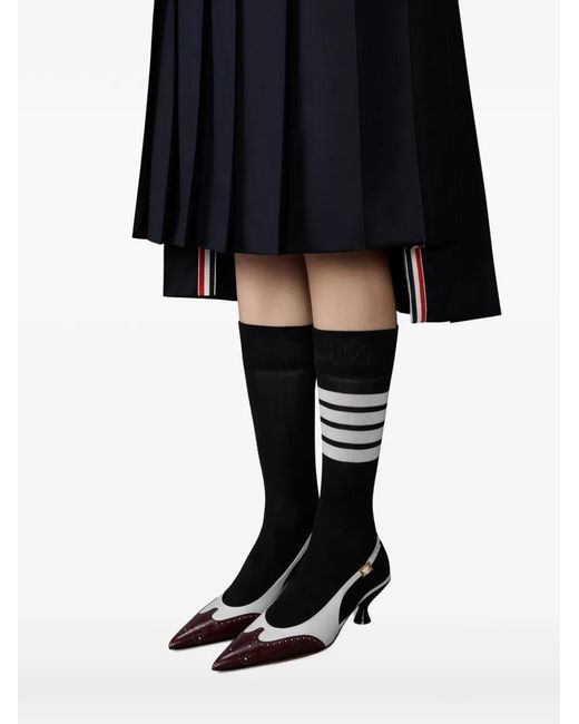 Thom Browne White Soft Spazzolato Shiny Calf Wingtip Slingback Pumps 50Mm