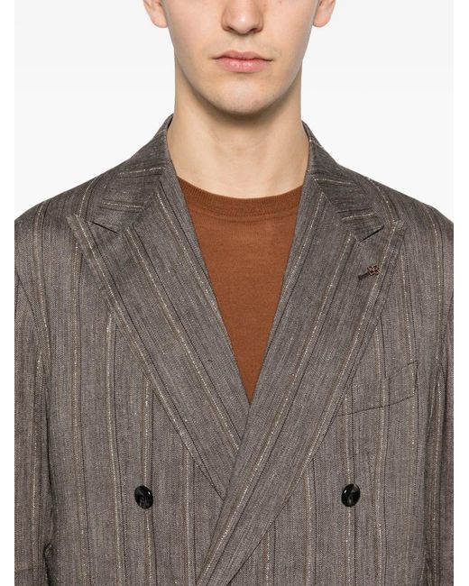 Tagliatore Gray Pinstripe Double-Breasted Blazer for men